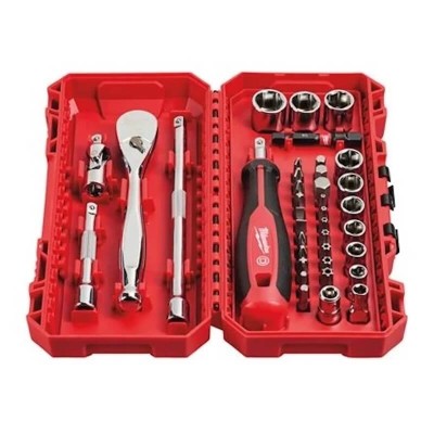 Coffret cliquet, douilles et embouts 1/4" Milwaukee 38 pièces - 4932498381