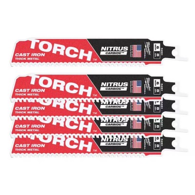 Lames de scie sabre TORCH™ NITRUS CARBIDE™ 150 mm 8 TPI Milwaukee - 5 pièces - 48475561