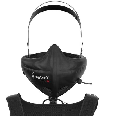 Pack cagoule Optrel sphereX CLT avec système respiratoire Swiss Air vue face