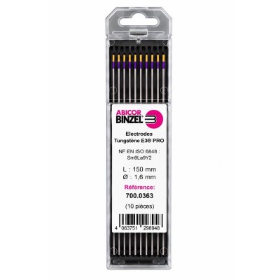 Électrode tungstène TIG E3 PRO violet et or - Ø1,6x150 mm - BINZEL