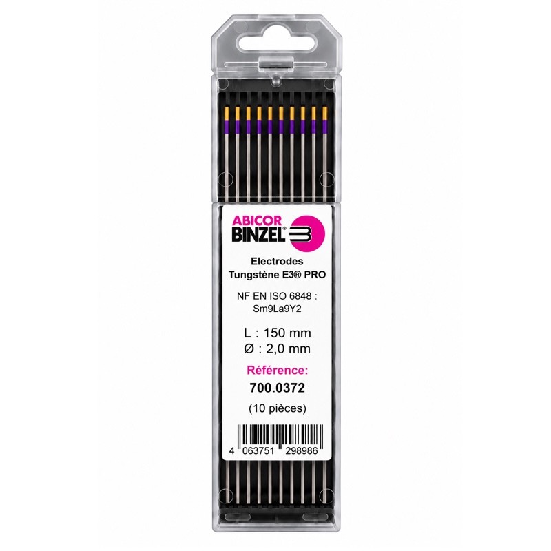 Électrode tungstène TIG E3 PRO violet et or - Ø2,0x150 mm - BINZEL