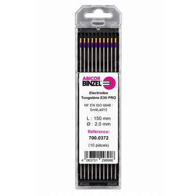 Électrode tungstène TIG E3 PRO violet et or - Ø2,0x150 mm - BINZEL