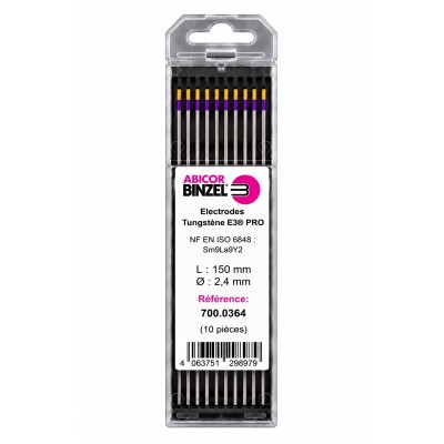Électrode tungstène TIG E3 PRO violet et or - Ø2,4x150 mm - BINZEL