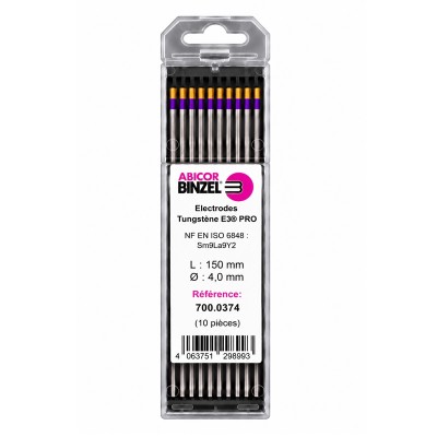 Électrode tungstène TIG E3 PRO violet et or - Ø4,0x150 mm - BINZEL