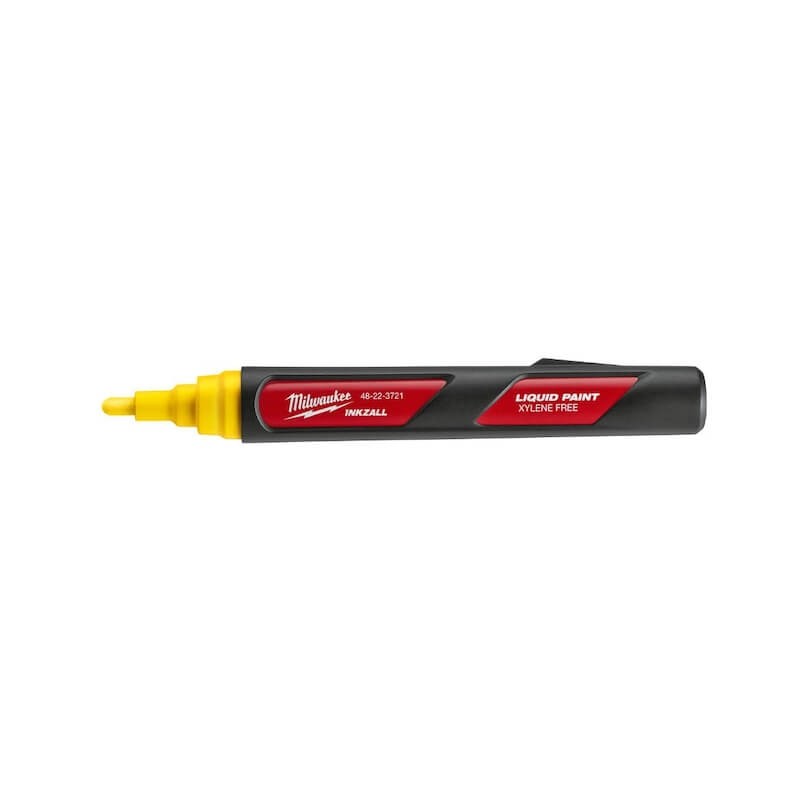 marqueur-jaune-peinture-liquide-inkzall-milwaukee-bouchon-ouvert
