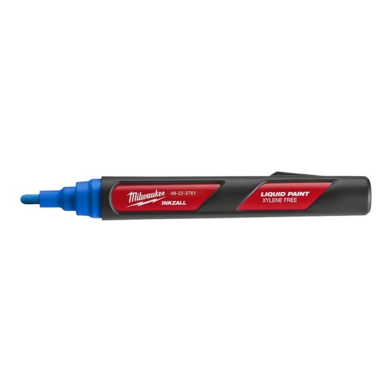marqueur-bleu-peinture-liquide-inkzall-milwaukee-bouchon-ouvert