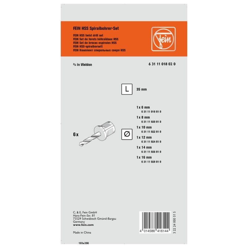 set-de-forets-helicoidaux-hss-feinavec-porte-outil-weldon-3/4-6–16-mm-2