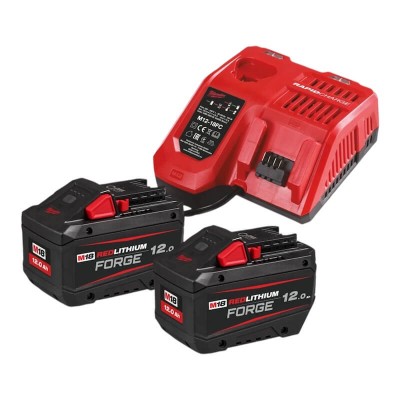 Pack batteries 18V 12Ah + chargeur Milwaukee M18 FORGE NRG-122