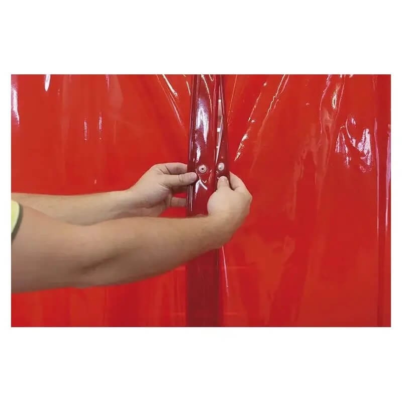 Rideau de soudure orange CEPRO largeur 140 cm avec bouton pression latéraux
