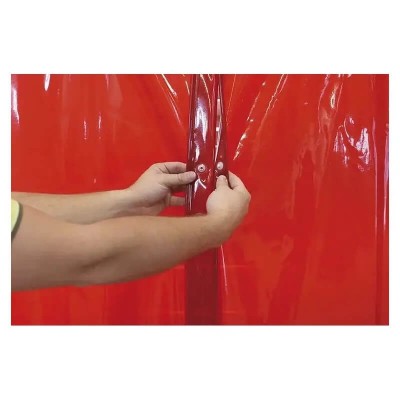 Rideau de soudure orange CEPRO largeur 140 cm avec bouton pression latéraux